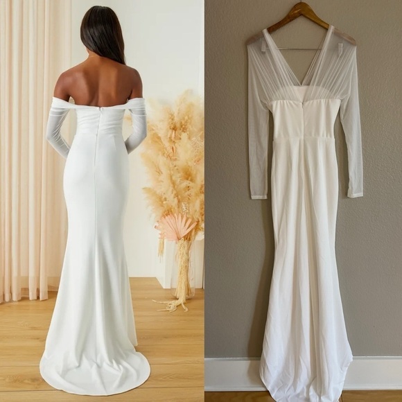 Forever Remarkable White Bustier Off-the-Shoulder Maxi Dress - Picture 3 of 8